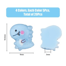 SUPERFINDINGS 80 Pieces 4 Colours Glitter Dinosaur Nail Pendants Translucent Resin Cabochons Pink Blue Purple Yellow Nail Art Decoration Accessories 3D Dinosaur Nail Plugs