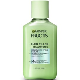 Garnier Fructis Cabelo Filler Suero Reparador Hidratante Tratamiento Capilar, Suero Hidratante Para Cabello Para Cabello Rizado, Ondulado Con Ácido Hialurónico, 3.75 Fl Oz, 1 Recuento Gar Frct Hf Ha A