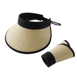 Sun Visor Hat Sun Hat for Women Roll Up Straw Hat Summer Beach Hat Foldable Wide Brimmed Hat UPF 50+ Sun Hat Empty Top Sun Hat Golf Tennis Visor Hat Packable Straw Hat for Traveling Vacation
