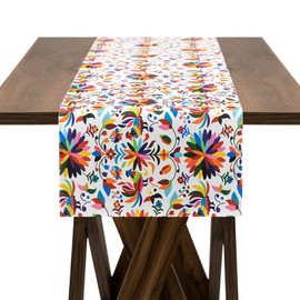 BILLU Camino de Mesa para Comedor, Tela Premium Repelente a Líquidos, Protección al Reverso y Estampado Brillante, Medida 45cm x 260cm (Mexicano Color (Tenango))