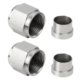 EVIL ENERGY 6AN Female Hardline Tube Nut and Sleeve Fitting Stainless Steel for 3/8" OD Alloy Tubing 2PCS