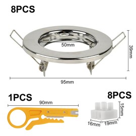KingYH 8 Pack Recessed Light Frames Set GU10 MR16 Round Recessed Spotlight Trim Ring Fitting Ceiling Light Metal Mounting Frame in Aluminium for Recessed Ceiling Lights Spotlight-Silver