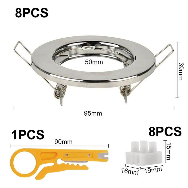 KingYH 8 Pack Recessed Light Frames Set GU10 MR16 Round