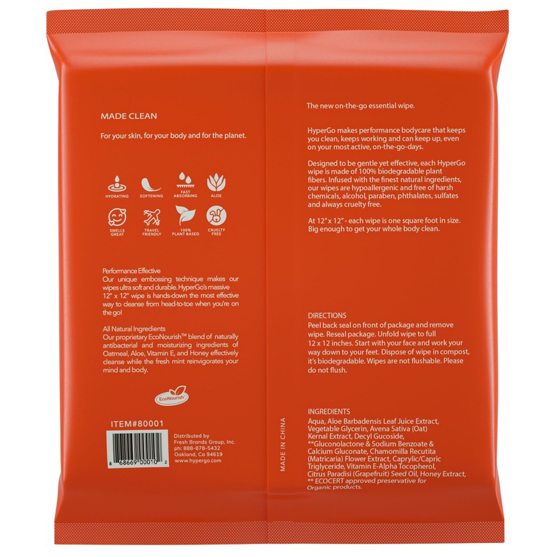 HyperGo XL Body Wipes for Women & Men – 12"