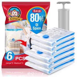 BoxLegend Vacuum Bags Vacuum Reusable Clothes Bag for Clothes Duvets Bed Linen Pillows (6-3L3M Pump)