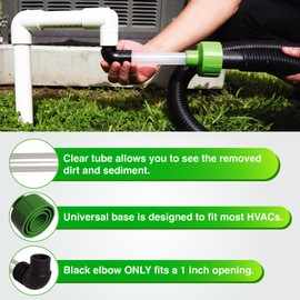 EZVAC - AC Drain Line Cleaner Adapter Evacuates & Unclog AC Drain Line - HVAC to PVC AC Drain Line Cleaner Tool - Universal Fit AC Drain Line Unclogger - AC Drain Line Cleaning Tool - Clear Visibility