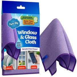 Pure Sky Microfiber Window & Glass Cleaning Cloth - JUST ADD Water No Detergents Needed – Magic Streak Free Ultra Microfiber Towel - for Windows,Car Glass, Mirror and Screen - Leaves no Wiping Mark