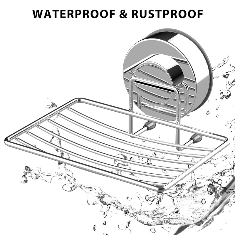 Soap Dish Holder, Stainless Steel Soap Basket with Strong Suction