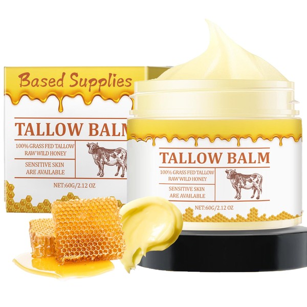 Based Supplies Tallow and Honey Balm, Premium Tallow and Wild