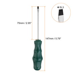 sourcing map SL3 Flat Head Screwdriver 5.8" Magnetic Slotted Screwdrivers 3" CR-V with Ergonomic Handle for DIY Repairing, Green