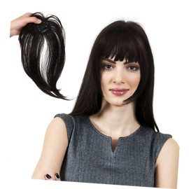 TOVINANNA Frontal Clip In Hair Toppers for Women French Bangs Wig Topper Look Hair Extensions Easy to Change Comfortable Wear for Any Occasion