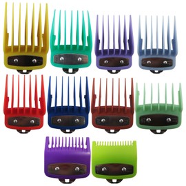 Life Girl Star 10 Pack Clipper Guards Cutting Guides Set w/Metal Clip for Color Pro/Color Pro Plus/Chrome Pro - 1/16" to 1", Multiple Colors