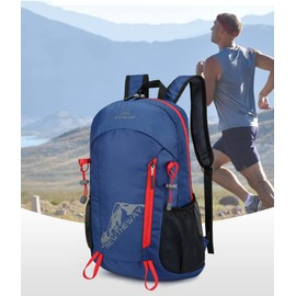 LOVEHERAU Ultralight Hiking Backpack, Unisex Foldable Shoulders Waterproof Hikers Mountaineering Backpack for Outdoor, Camping & Cycling (Navy blue)