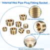 sourcing map 6Pcs 1/4 NPT Brass Pipe Plug Fitting, Male