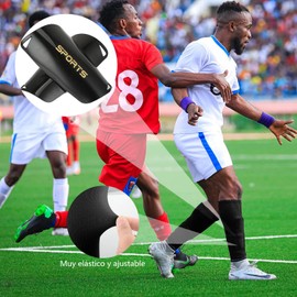 QMCZLA 4pcs Espinilleras de Futbol - 2 Pares Calcetines de Futbol Antideslizantes con Protección de Cojín EVA Set de protección de piernas de fútbol para Adolescentes, Adultos(S, Negro)