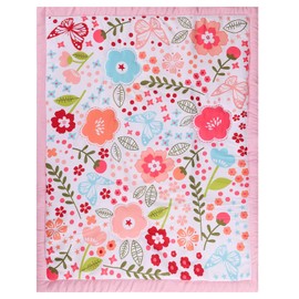 HMtideby Pink Floral Baby Toddler Blanket Quilt Cot Comforter Crib Baby Quilts for Boys and Girls Nursery Bed Throw Blanket 80x104cm