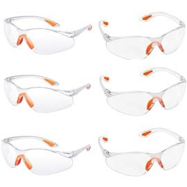 BOBOZHONG Safety Glasses, Work Safety Glasses, Pack of 6 Transparent Safety Glasses with Clear Lenses, Eye Protection Glasses, Safety Glasses, Laboratory Glasses, Scratch-Resistant Lenses for Women,