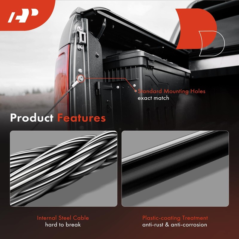 A-Premium Tailgate Support Cable Compatible with Toyota Tundra 2000-2006, 11-3/8