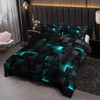 Neon Turquoise Black Comforter Set Queen Geometric Kids Bedding Set,3