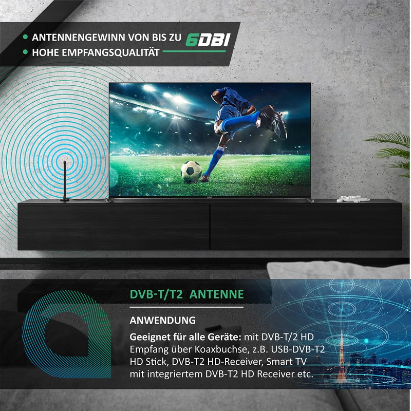 CSL - DVB-T2 Digital Rod Antenna with Stable Magnetic Base