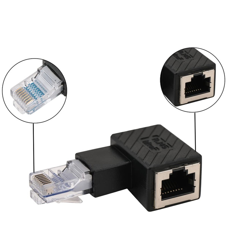 Greluma 2PCS 90 Degree Ethernet Adapter Left Right Angled RJ45