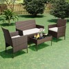 4 Pieces Patio Furniture Sets, Outdoor Wicker Conversation Sets with