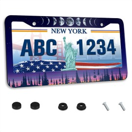 Moon Phase Forest License Plate Frame Night Stars License Plate Holder Stainless Steel Auto Parts Decoration with Screws License Plate for Men Women 12x6 Inch