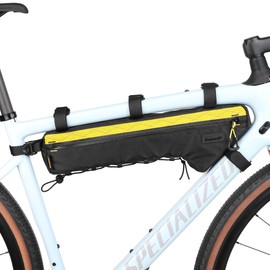 Rhinowalk Bicycle Triangular Bag 2.4L - Waterproof Frame Bag with YKK Zipper, Pump Holder & Cable Pass - Slim Design - Yellow
