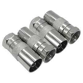 AUTUUCKEE 4pcs TV Aerial Connector, F Male to TV Female TV Aerial Socket Coax Adapter for Aerial Cables Satellite Cables 9.5TV Female to F Type Connector