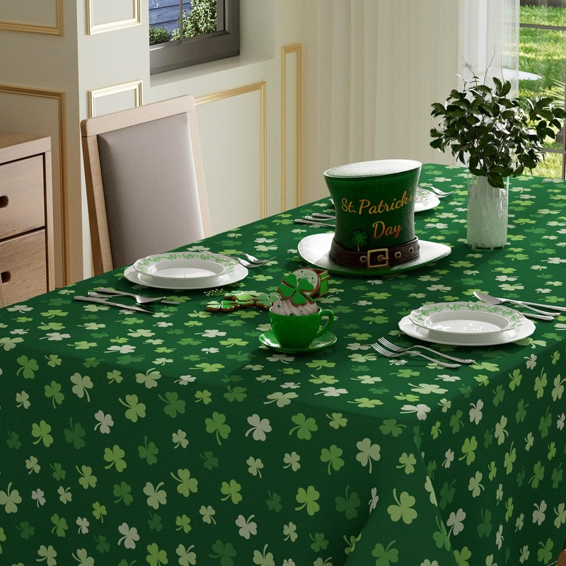 XCHI Green Shamrocks St. Patrick's Day Tablecloth Rectangle Table Cloth