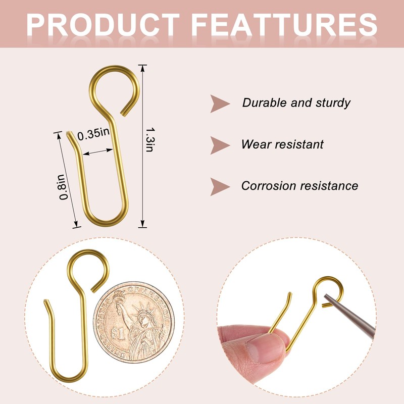Jetec 60 Pcs Metal Curtain Track Hooks S Shaped Small