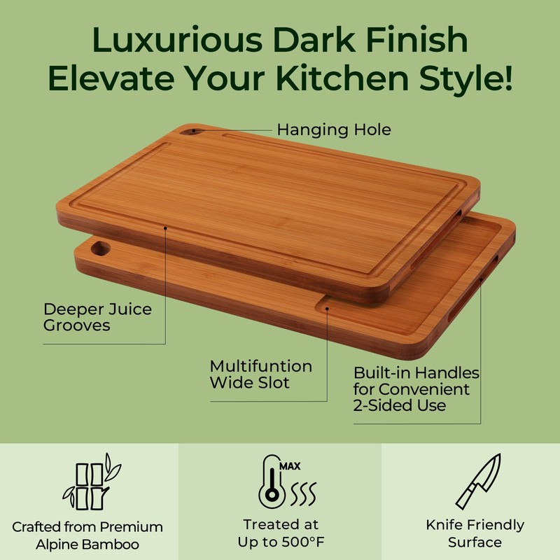 Keechee Bamboo Cutting Board, Durable Wood Cutting Boards for Kitchen