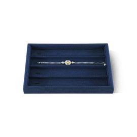 Yinbeini Necklace Organizer, Velvet Jewelry Tray,Microfiber Jewelry Organizers And Storage,Premium Stackable Storage Drawers,Luxury Bracelet Display,Blue Pandant Necklace Storage