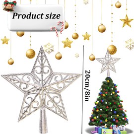 Plastic Christmas Tree Topper, Star Christmas Tree Topper, Christmas Tree Topper Star, Christmas Tree Topper for Christmas, Festival, Party, Home, 20 cm, Silver
