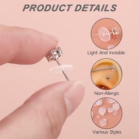 IBXWMNG 40 Pieces Keloid Discs for Earring Stabilizer, Ear Lobe Support Stoppers for Piercing Dents and Ear Lobe Support Pads (3mm, 5mm, 7mm, 9mm)