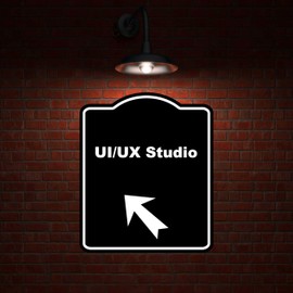 UIUX Studio Black Sign Arrow Up Left Aluminum Composite Sign 15 x 18 inches