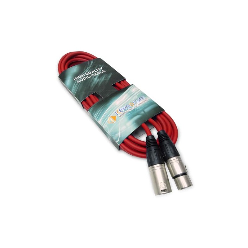 keepdrum DMX004RD DMX cable Red 3-pin XLR control cable 100
