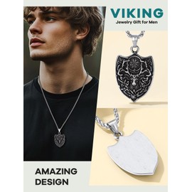 Supcare Rune Necklace for Men Boys Viking Rune Pendant Viking Rune Necklace with Deer/Bear Claw/Wolf Head/Cross Pendant Punk Lucky Charm Viking Jewellery for Birthday Valentine's Day, Stainless Steel