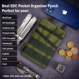 Viperade VE3 Pocket Organiser Tool Organiser for Men, Nylon Pocket Organiser Storage EDC Equipment, Stay Organised, Torch, Tactical Pen (Green)