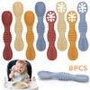 8PCS Juego Cucharas Masticables de Silicona, con Protuberancias para Dentición,