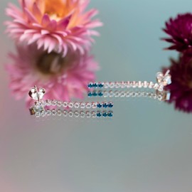 Tuscany Silver Women's Sterling Silver Rhodium Plated White and Blue Cubic Zirconia 2.4 x 33 mm Drop Earrings