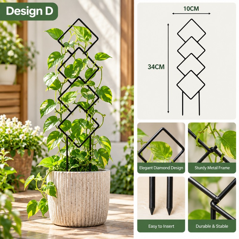 Metal Plant Trellis for Climbing Plants – Decorative Garden Stake