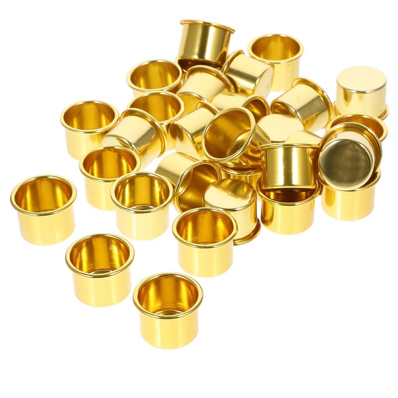 30Pcs Gold Aluminum Candle Holders Bulk Metal Cup Insert for