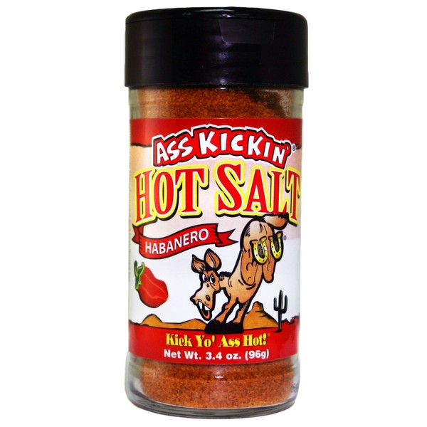 Ass Kickin' Habanero Hot Spicy Salt - 3.4oz. Shaker Jar - Perfect Flavored Salt for Popcorn Seasoning, Margarita Salt and French Fry Seasoning - Premium Gourmet Gift