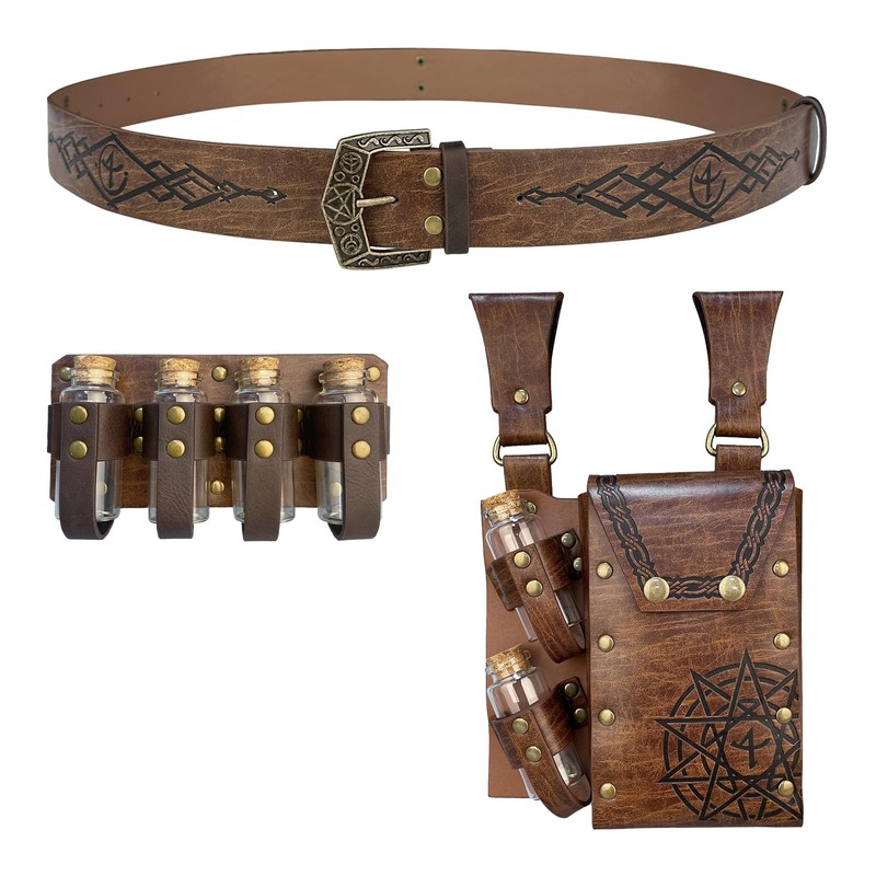 EpicCos 3 Pieces Medieval Alchemy Belt Waist Pack Combo with