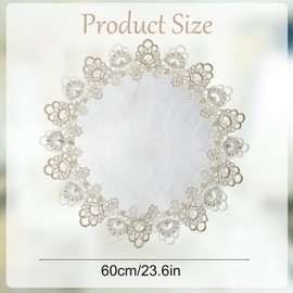 URROMA Round Lace Doily, 24 * 24in Classic Table Cover with Lace Trim, Coffee Table Topper Tablecloth for Dining Room Kitchen Wedding Decor (60 * 60cm)