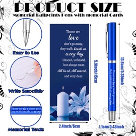 Maitys 50 Set Memorial Funeral Favor for Guest Include 50 Funeral Ballpoints and Prayer Cards, 50 Keychains with Tassels Bags and Twist Ties, Sympathy Gift for Memorial Service (Flower,Blue)