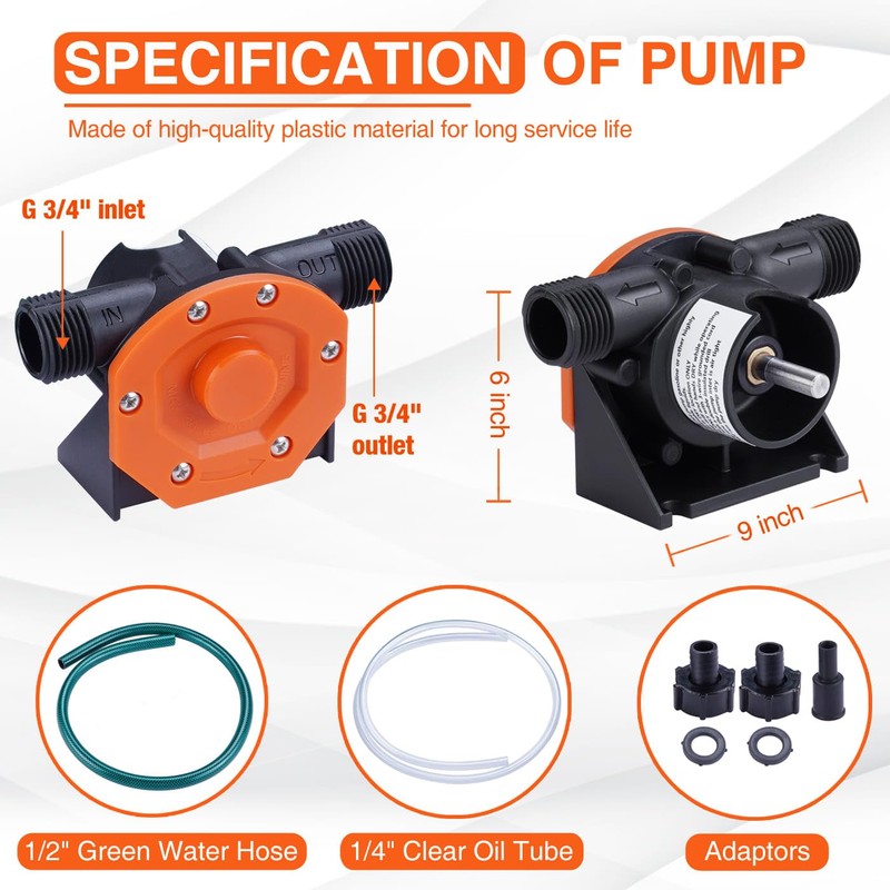 TOPWAY Self Priming Water Drill Pump Attachment with Suction and