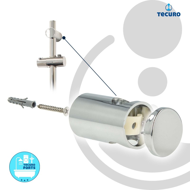 tecuro SUN Shower Rail 115 cm with Variable Wall Fixings