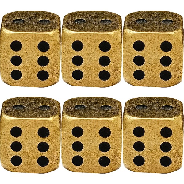 LOGOFUN 6pcs Solid Brass Dice Metal Dice Tables Board Game